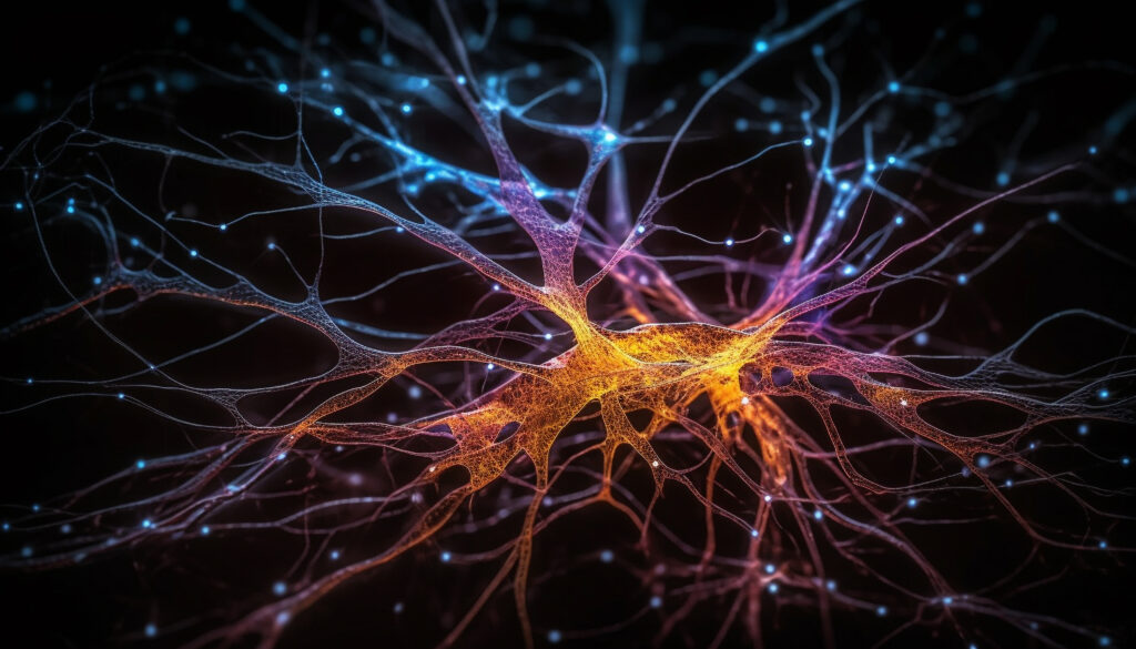 Glowing synapse multi colored neural communication in abstract design generated by AI Glowing Synapse Multi Colored Neural Communication In Abstract Design Generated By Ai